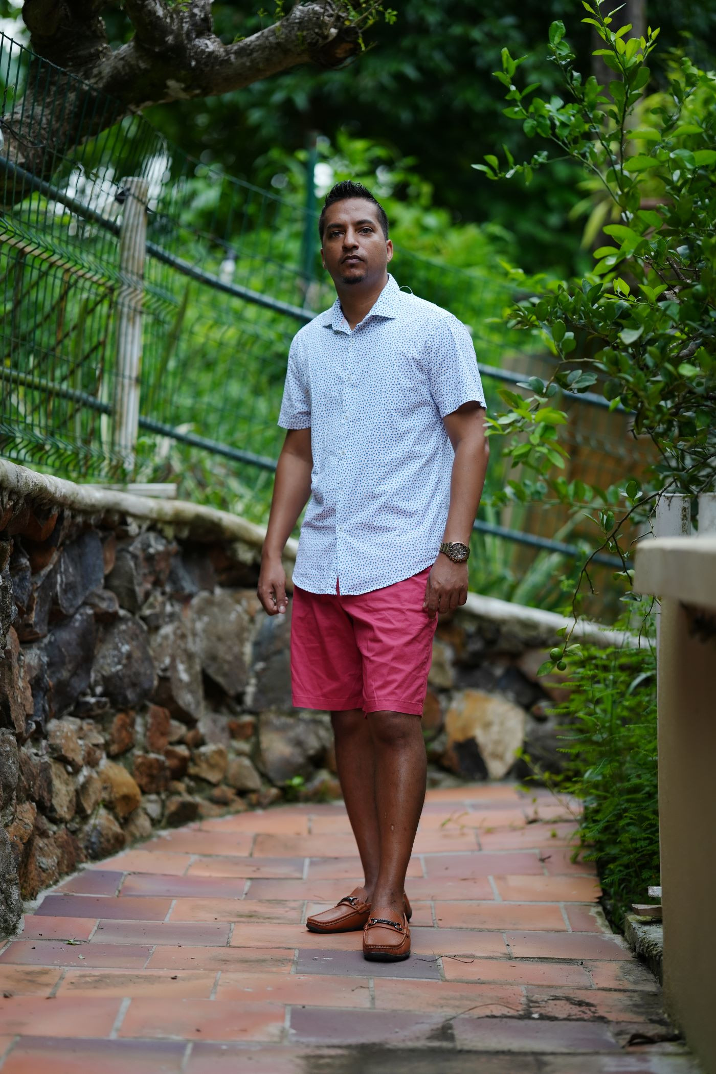 Short Sleeve Floral White Shirt: $90.00